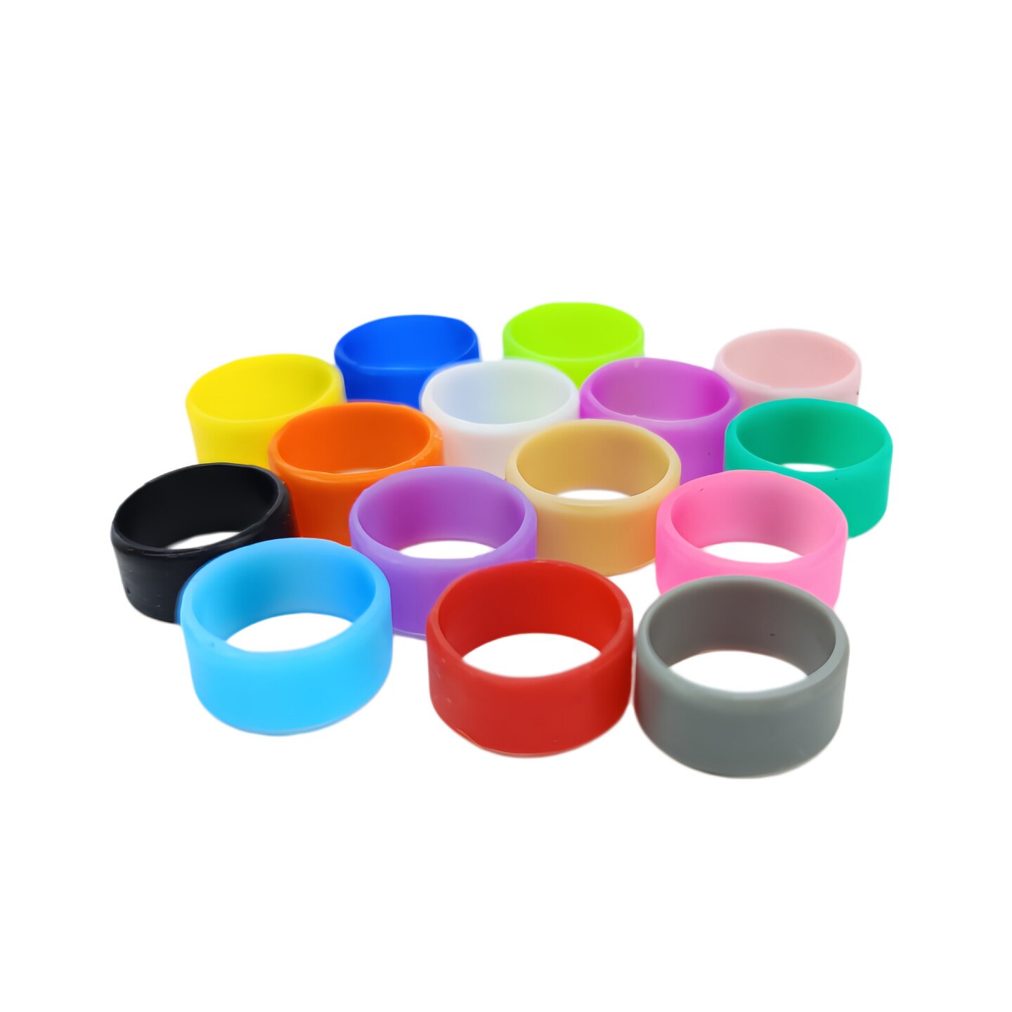 Colored silicone rings are available in multiple colors, fashionable and versatile, ring jewelry, inner diameter 12mm, width 6mm, elastic and environmentally friendly