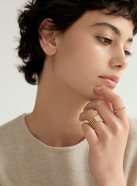 AuRevoirLesFilles多层圆珠戒指