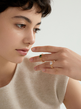 AuRevoirLesFilles链条锆石戒指