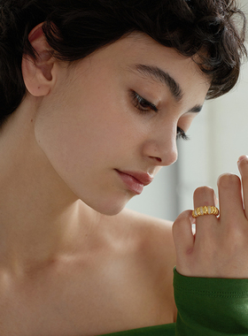 AuRevoirLesFilles牛角包戒指