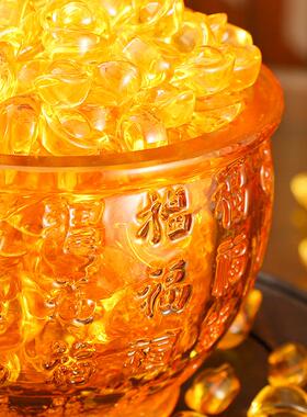 水晶百福米缸聚宝盆琉璃金元宝招财摆件家居客厅聚财存钱罐开业礼