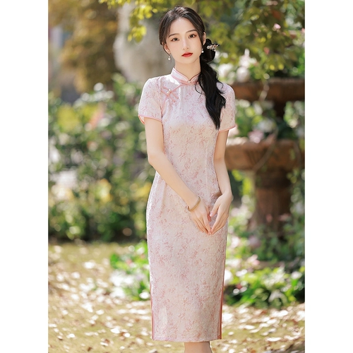 Розовое элитное легкое ципао, летнее платье, юбка, светлый стиль, подходит для подростков, китайский стиль
