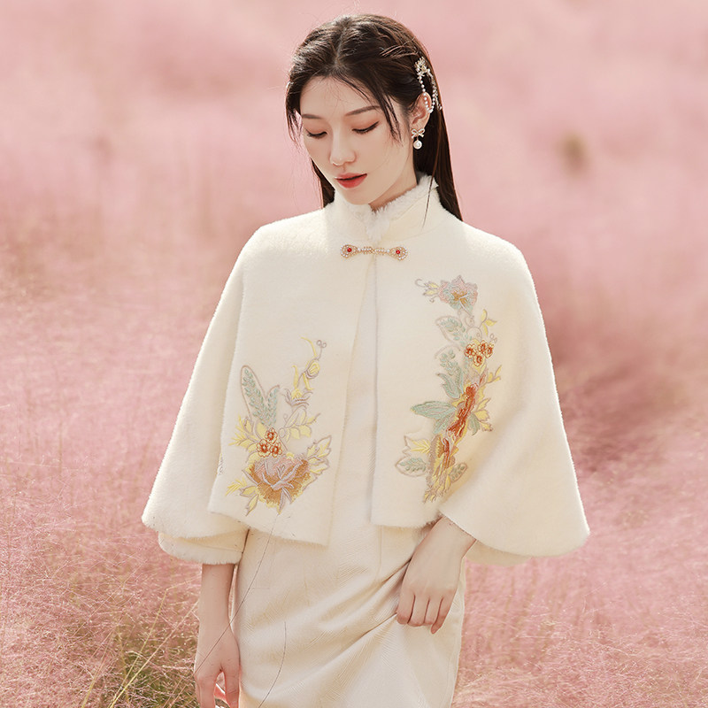 旗袍披肩秋冬2023外套婚纱敬酒服 颜赋绣围巾/丝巾/披肩