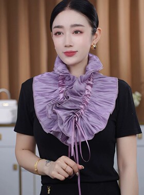 秋冬新款蝴蝶结抽绳围巾女时尚百搭护颈保暖围脖旅游拍照丝巾外搭