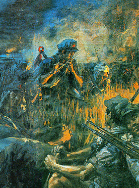 董希文长征油画微喷化纤油画布