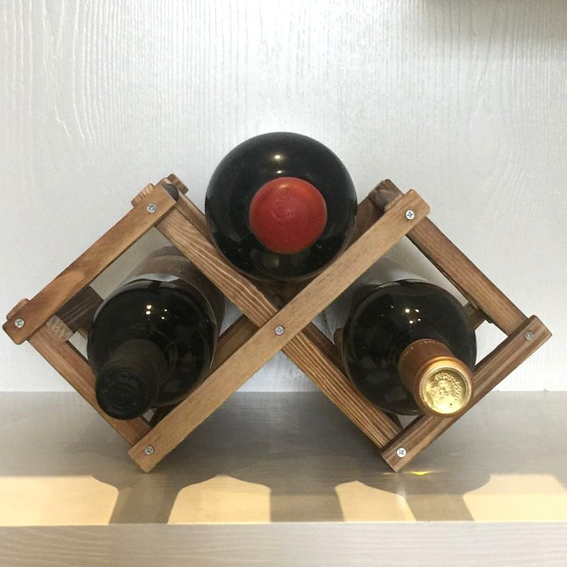 Wooden Wine Rack Household Folding Winebottle Storage Shelf