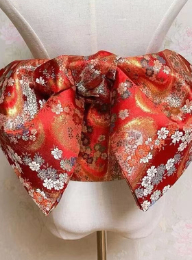 高级提花织锦缎日式腰封蝴蝶结