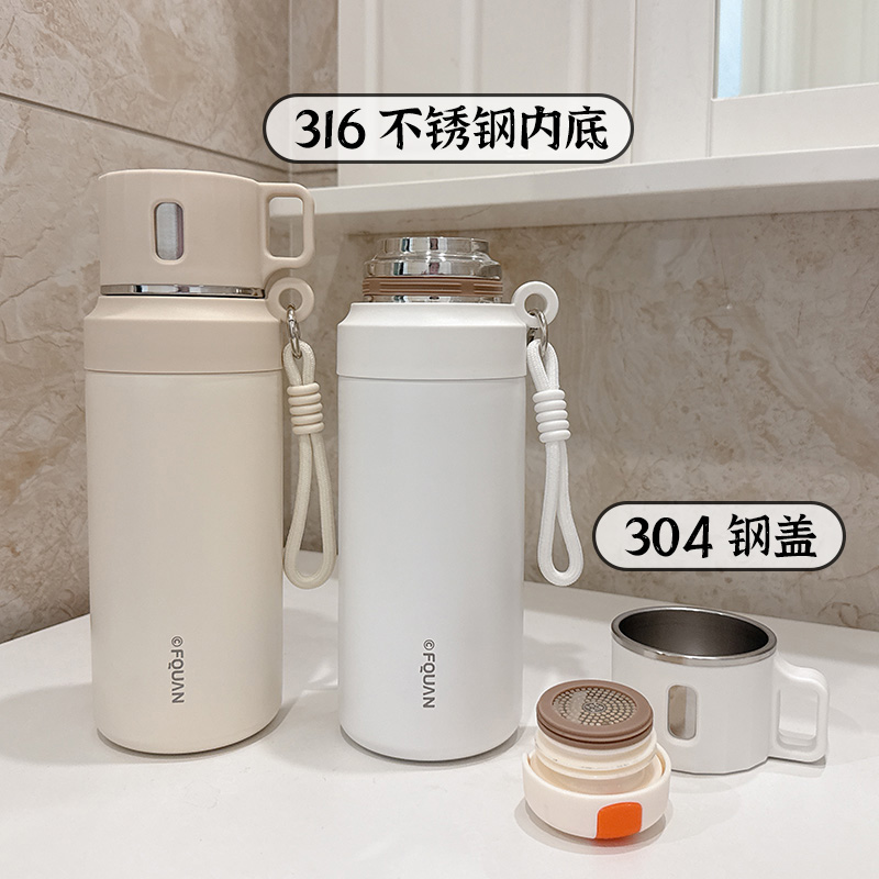 简约大容量1000ml3不锈钢运动保温杯男女夏保冷泡茶杯旅行保温壶 - 图1