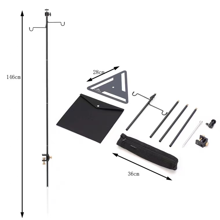 tillak户外露营灯架桌面落地两用铝合金灯杆置物架隔板便携式支架 - 图3