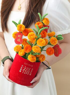 新款扭扭棒DIY材料包编织柿子