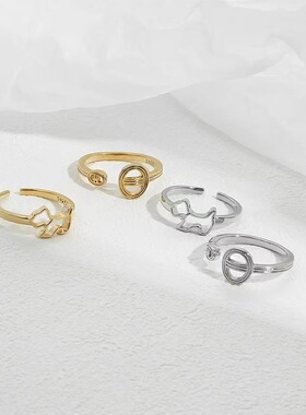 时尚百搭小狗情侣对戒指