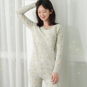 女士秋季纯棉保暖内衣套装