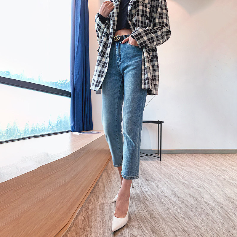 八分高腰小个子2020年秋季直筒裤子 奥莱铂牛仔裤