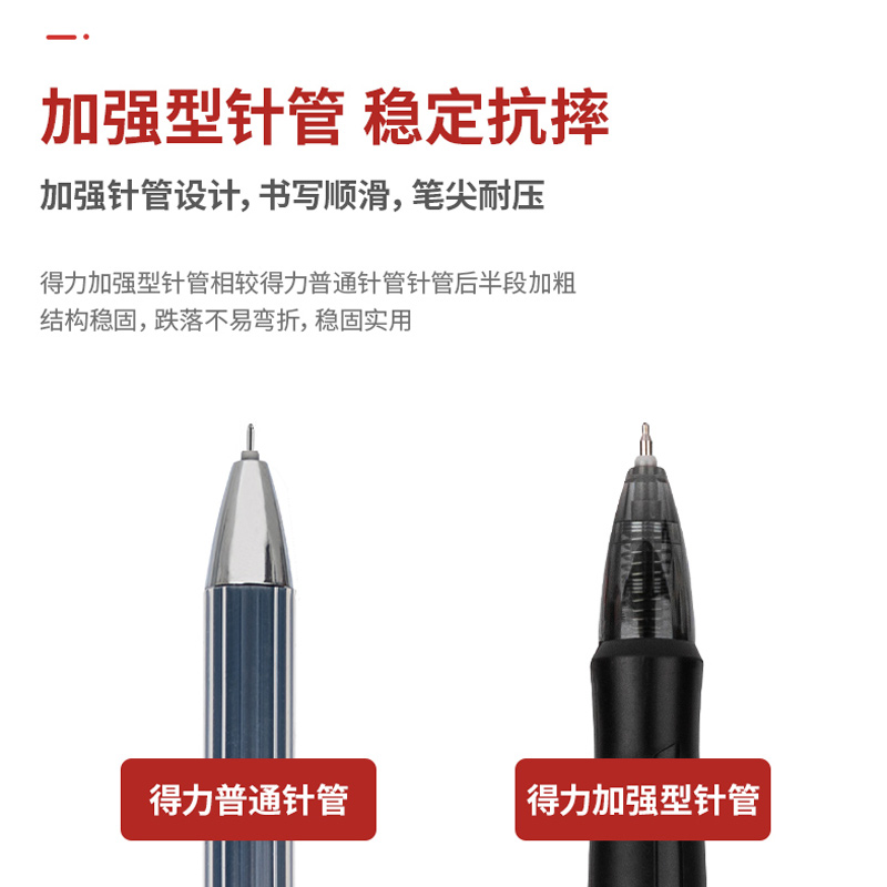 得力中性笔刷题笔按动式速干臻顺滑考试笔签字笔水笔替芯考试文具