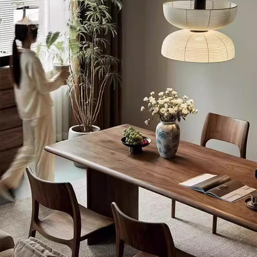 北美黑胡桃木餐桌全实木长桌子去客厅化长书桌茶桌原木大板工作台 - 图2