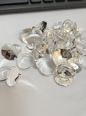 雅缤女黄铜简约亮银戒指