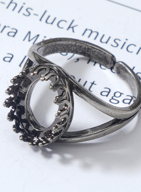 雅缤女黄铜复古空托戒指