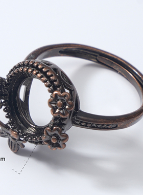 雅缤女士黄铜古风空托戒指