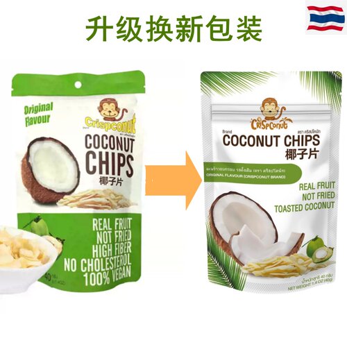 Crispconut泰国进口呀咪泰椰子脆片烤椰子干原味榴莲芒果糯米饭味 - 图0