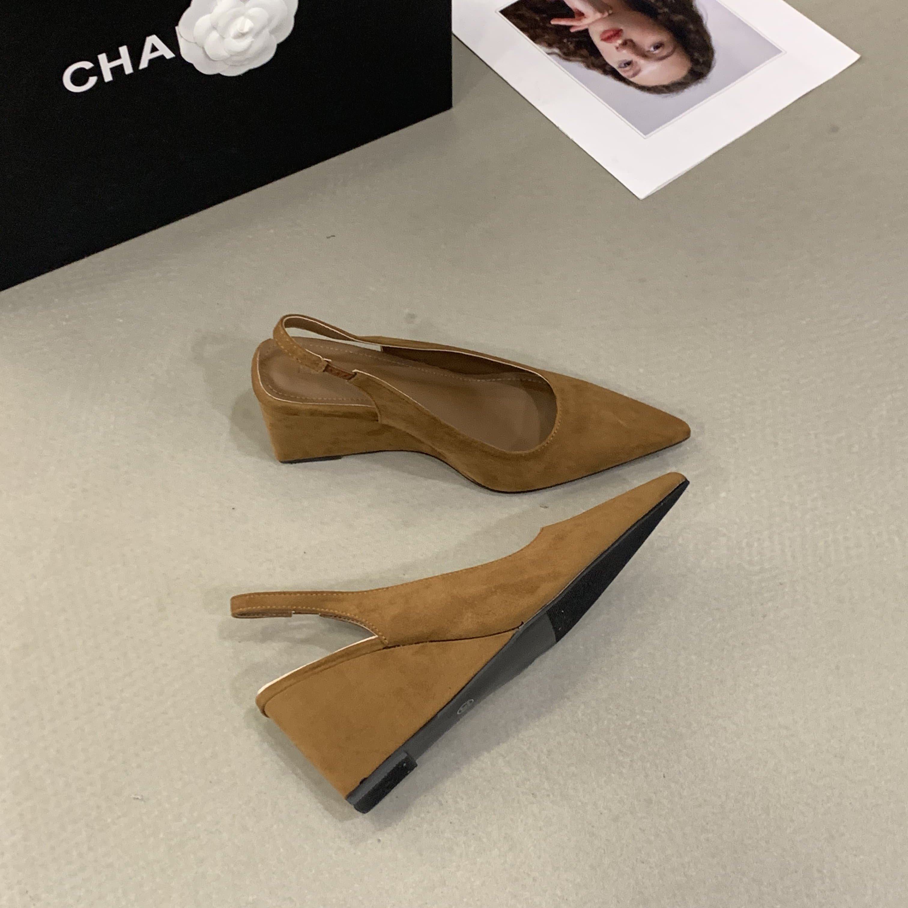 法式尖头浅口后空单鞋女豹纹坡跟后空百搭裙子气质通勤凉鞋高跟鞋,淘宝优惠券,粉丝福利购,淘宝优惠卷