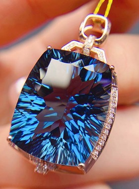 伦敦蓝托帕石吊坠呼啦啦女