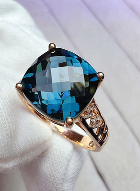 天然托帕石戒指18K玫瑰金镶嵌