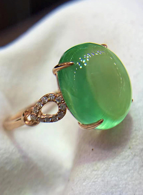 呼啦啦新款天然葡萄石戒指女18K金镶嵌原创设计轻奢珠宝定制