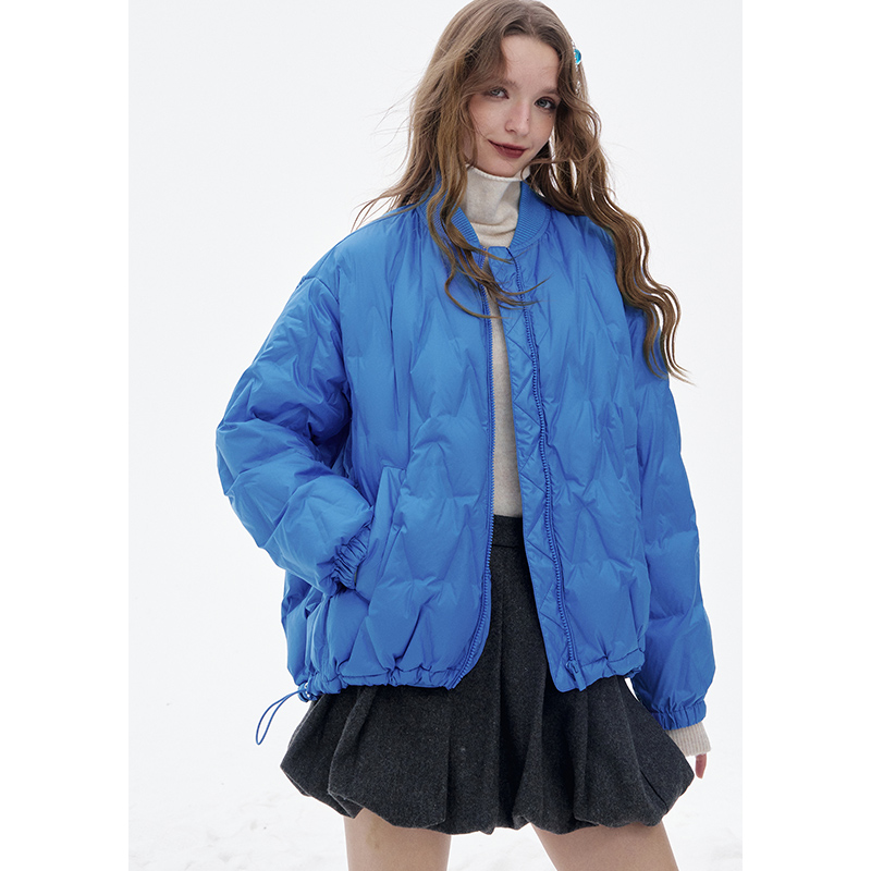 妖精的口袋菱格短款羽绒服女冬装