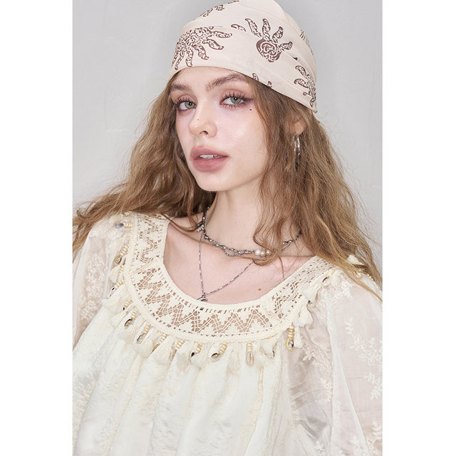 ກະເປົ໋າ Fairy Braided Fringed Jacquard Lace Blouse