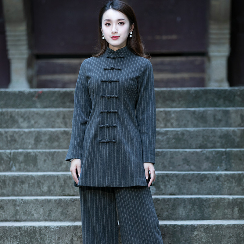 筠雅套装毛呢冬装两件套改良年轻款职业洋气时髦盘扣中式女装秋冬,淘宝优惠券,粉丝福利购,淘宝优惠卷