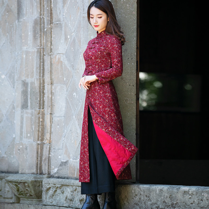 筠雅冬款改良棉旗袍小袄加厚连衣裙 筠雅旗袍