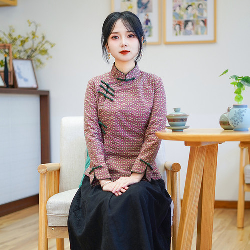 筠雅春季新款中国风唐装上衣修身显瘦气质减龄款新中式女装25J033 - 图2