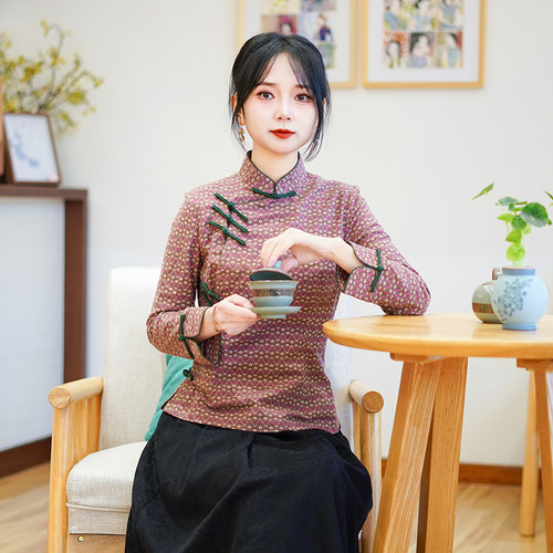 筠雅春季新款中国风唐装上衣修身显瘦气质减龄款新中式女装25J033 - 图1