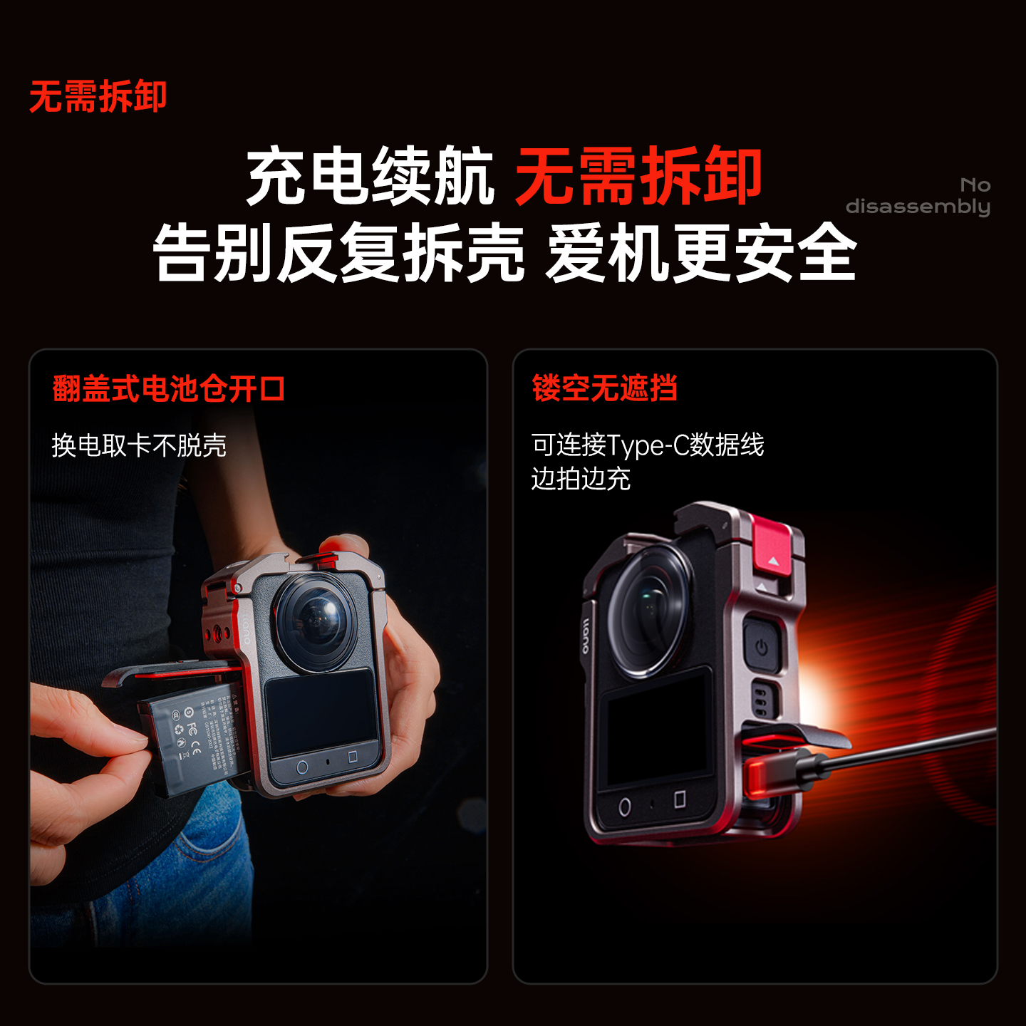 绿巨能适用DJI大疆OSMO360兔笼全包全金属铝合金拓展框保护壳全景相机兔笼全笼摄影配件运动相机保护套 - 图2