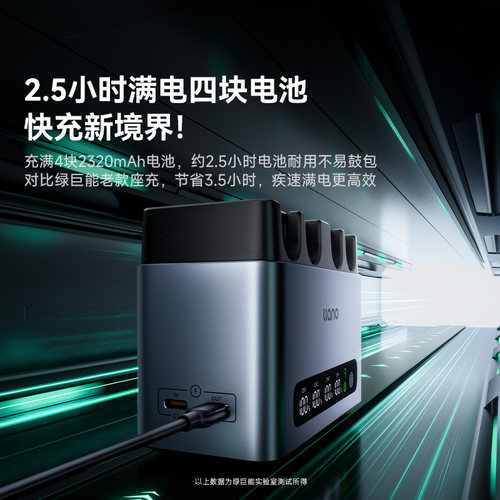 绿巨能NP-W235相机电池充电器CM4轻铝快充底座65W四口适用富士XS20 XT5 XT4 GFX 100S/50SII XH2S X-T4 X-T5 - 图0