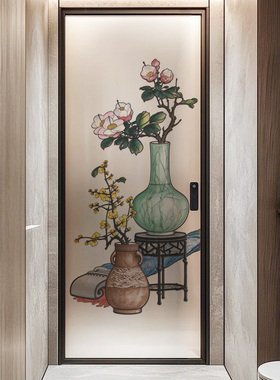 中式花瓶带胶静电透光不透明贴膜