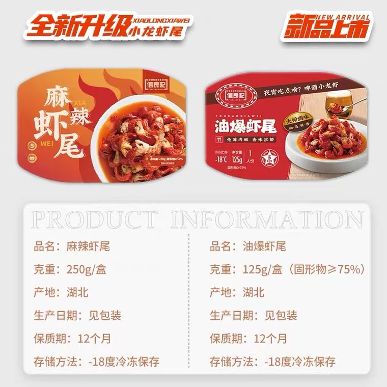 【250克*7盒】信良记麻辣虾尾蒜蓉虾尾锁鲜装加热即食商用餐饮-图0