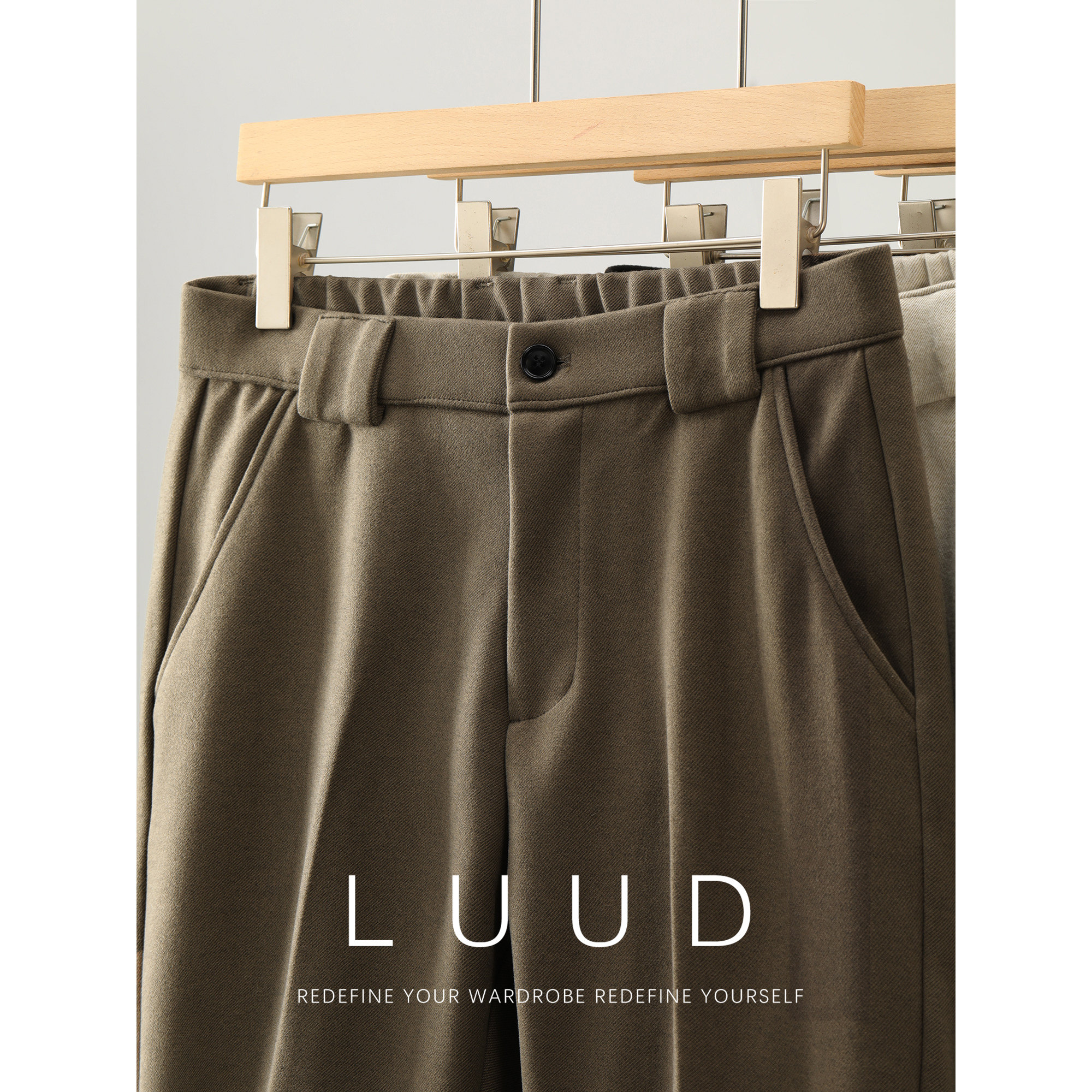 LUUD 男冬季内里磨毛保暖毛呢休闲长裤美式老钱立体裁剪直筒西裤,淘宝优惠券,粉丝福利购,淘宝优惠卷