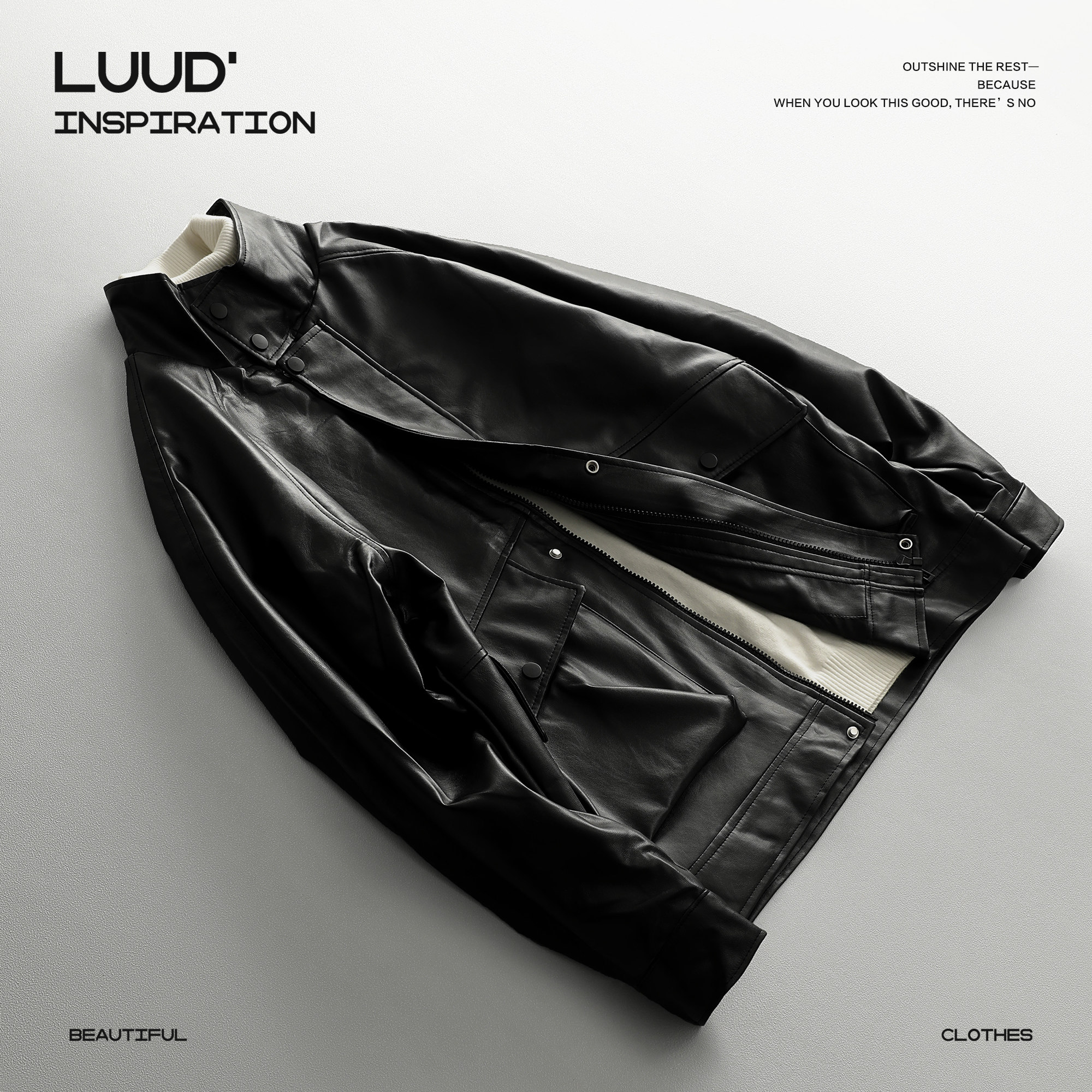 LUUD 潮牌底特律短款复古PU皮夹克外套痞帅立领机车服休闲男皮衣,淘宝优惠券,粉丝福利购,淘宝优惠卷