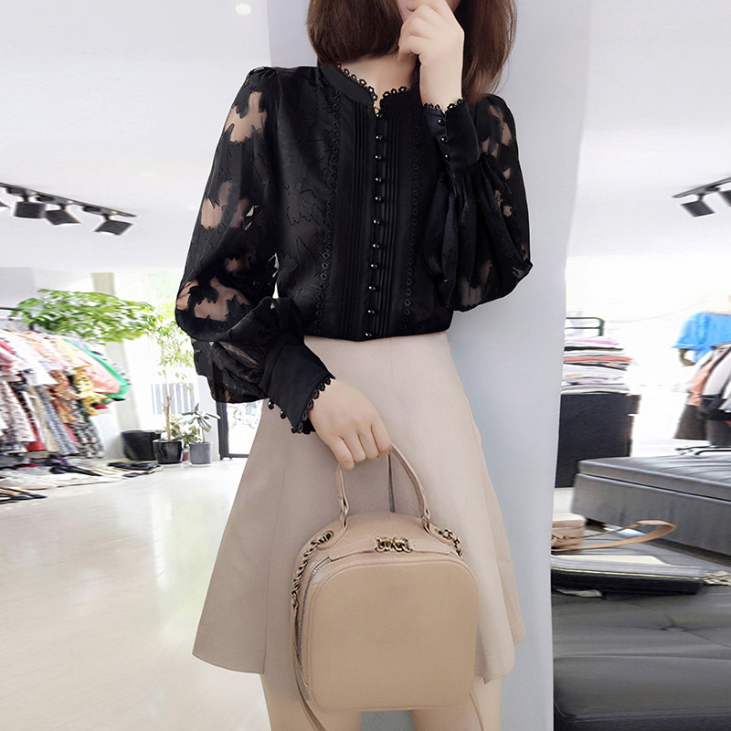 法式轻熟风蕾丝单排扣百搭2022衬衫 bobowaltz衬衫