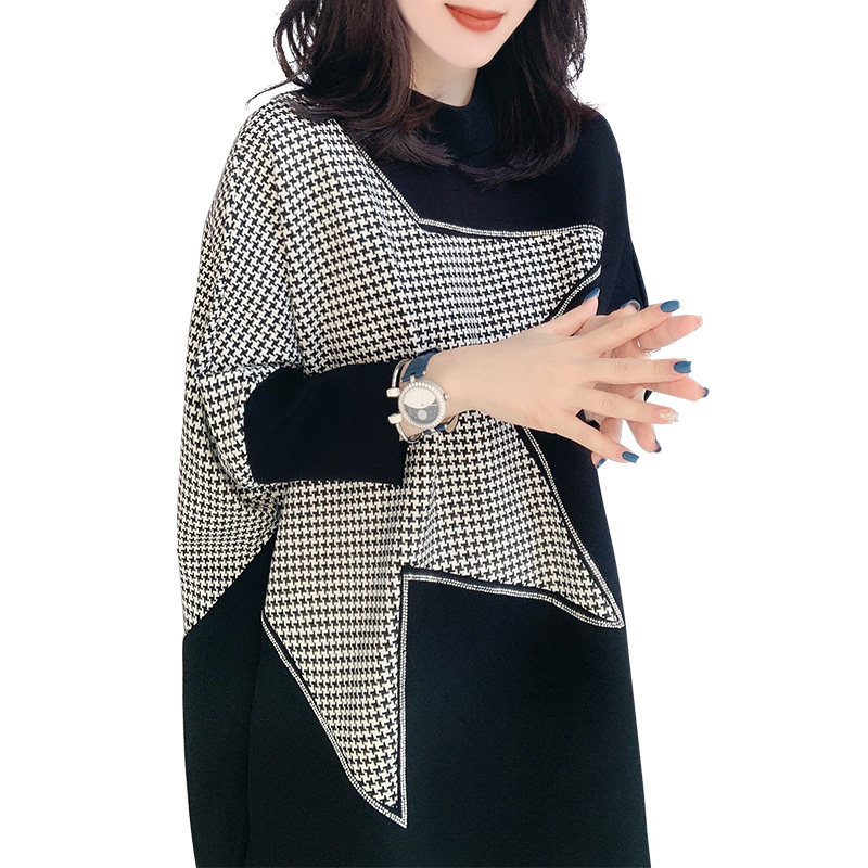 黑色宽松直筒中长款连衣裙针织裙子 bobowaltz连衣裙