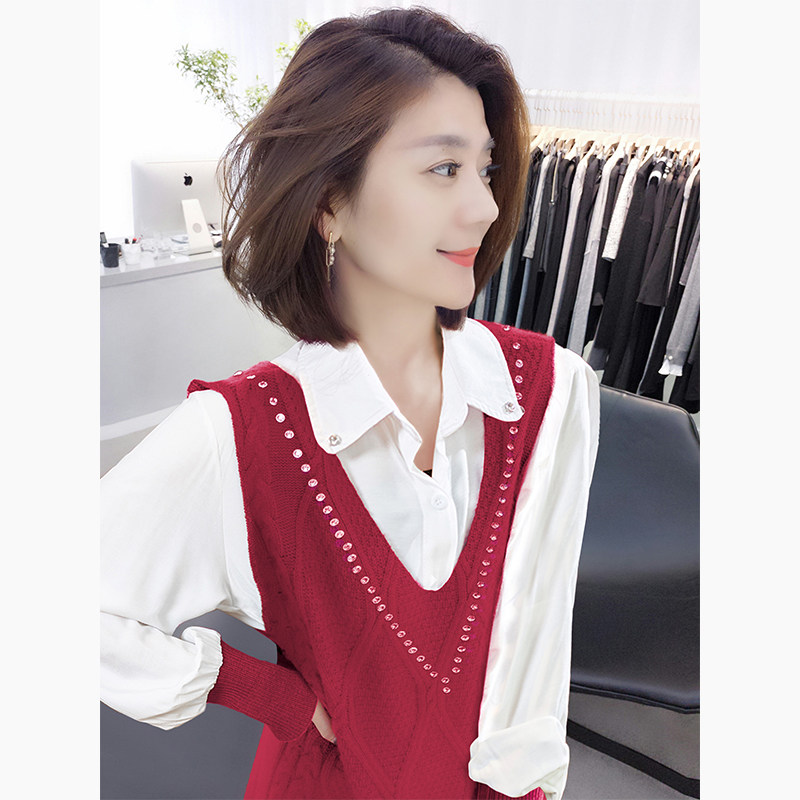 红色新年宽松毛衣裙时尚欧货连衣裙 bobowaltz连衣裙