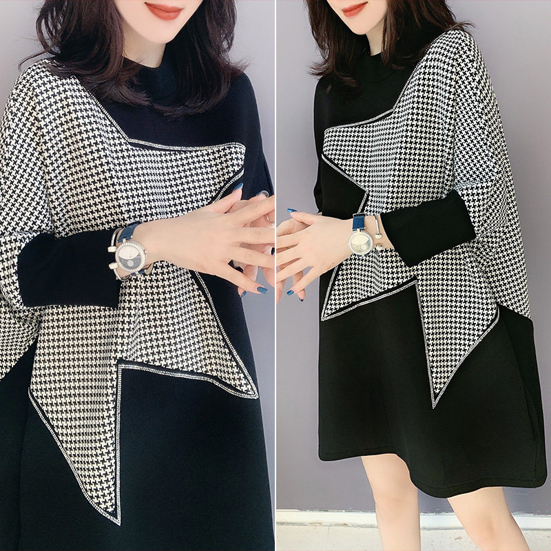 黑色宽松直筒中长款连衣裙针织裙子 bobowaltz连衣裙