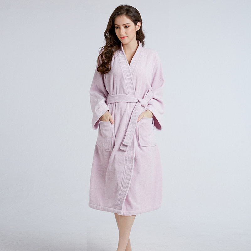纯棉毛巾料女长款吸水速干男浴袍 英夫仕睡袍/浴袍