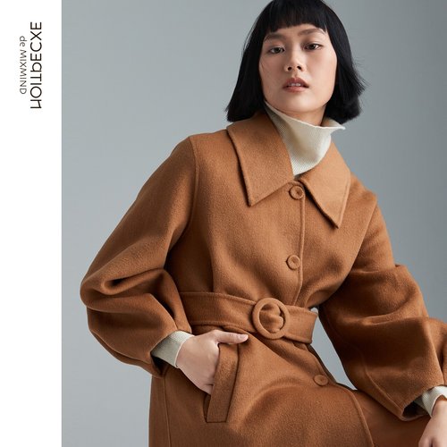 【限定系列】EXCEPTION例外春秋款绵羊毛翻领毛呢大衣外套 - 图2