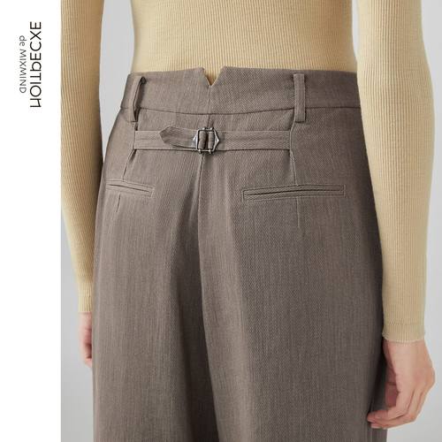 EXCEPTION例外女装春秋款棉麻拼接印花七分宽松休闲阔腿裤 - 图2