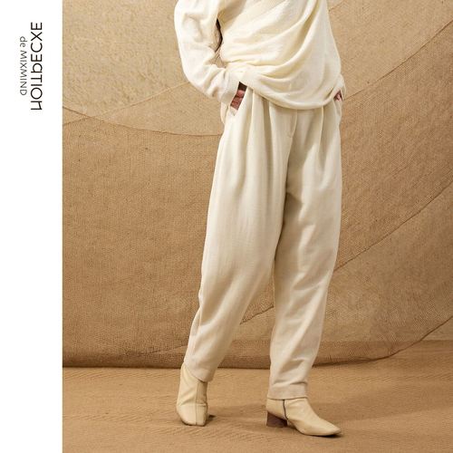 EXCEPTION例外裤子女春秋款羊毛宽松锥形裤小脚休闲裤长 - 图0