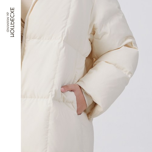 EXCEPTION例外女装秋冬款羽绒服鸭绒保暖连帽茧型宽松长款外套女 - 图2