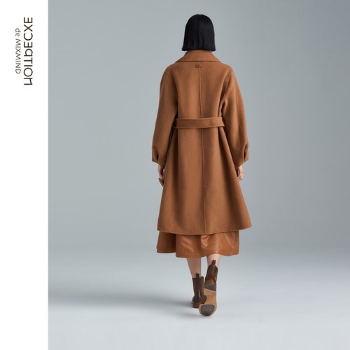 【限定系列】EXCEPTION例外春秋款绵羊毛翻领毛呢大衣外套 - 图1