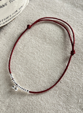 S925纯银樱桃转运红绳手链女款